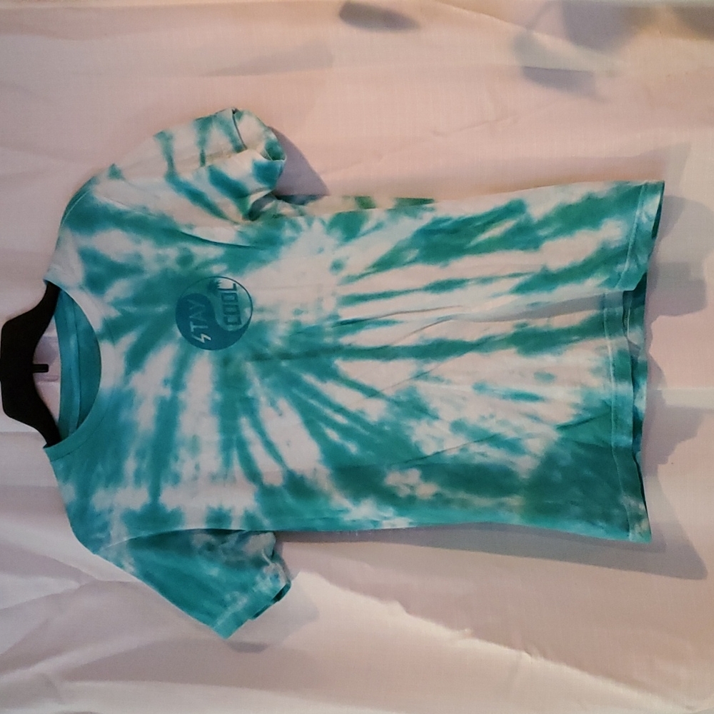 Tillys, small, tie die, teal, white